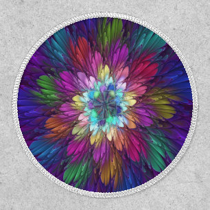 Colorful Psychedelic Flower Abstract Fractal Art Patch