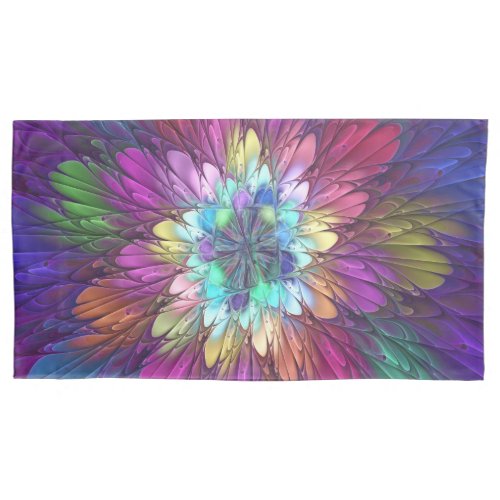 Colorful Psychedelic Flower Abstract Fractal Art Pillow Case