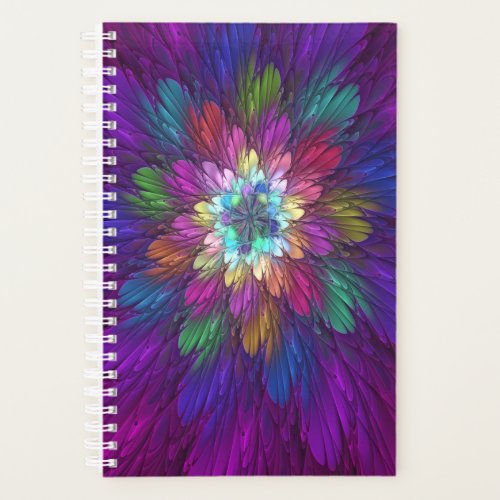 Colorful Psychedelic Flower Abstract Fractal Art Planner