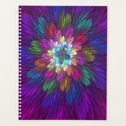 Colorful Psychedelic Flower Abstract Fractal Art Planner