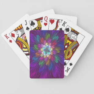 Colorful Psychedelic Flower Abstract Fractal Art Playing Cards