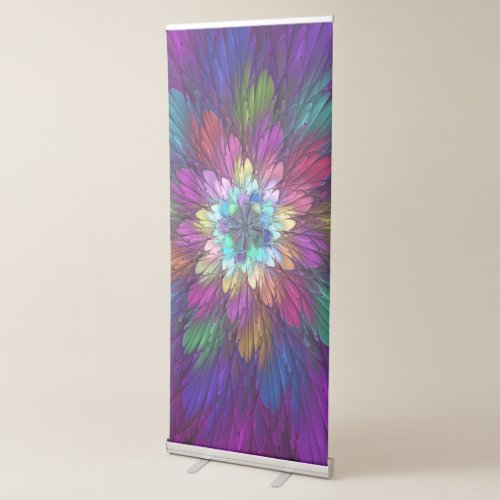 Colorful Psychedelic Flower Abstract Fractal Art Retractable Banner