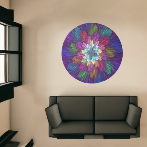 Colorful Psychedelic Flower Abstract Fractal Art Rug
