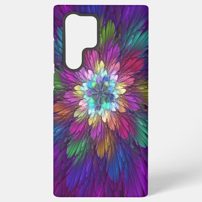 Colorful Psychedelic Flower Abstract Fractal Art Samsung Galaxy Case (Back)