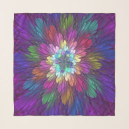 Colorful Psychedelic Flower Abstract Fractal Art Scarf