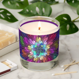 Colorful Psychedelic Flower Abstract Fractal Art Scented Candle
