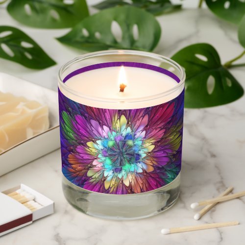 Colorful Psychedelic Flower Abstract Fractal Art Scented Candle
