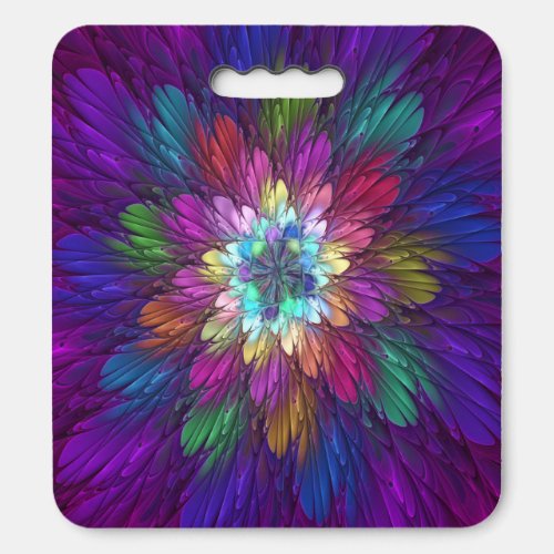 Colorful Psychedelic Flower Abstract Fractal Art Seat Cushion