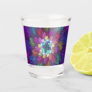 Colorful Psychedelic Flower Abstract Fractal Art Shot Glass