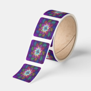 Colorful Psychedelic Flower Abstract Fractal Art Square Sticker