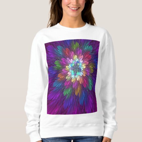 Colorful Psychedelic Flower Abstract Fractal Art Sweatshirt