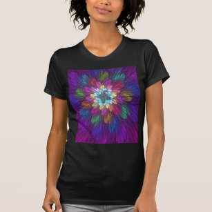 Colorful Psychedelic Flower Abstract Fractal Art T-Shirt
