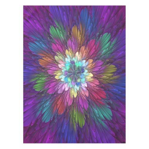 Colorful Psychedelic Flower Abstract Fractal Art Tablecloth