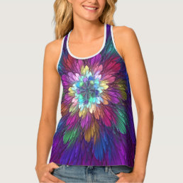 Colorful Psychedelic Flower Abstract Fractal Art Tank Top