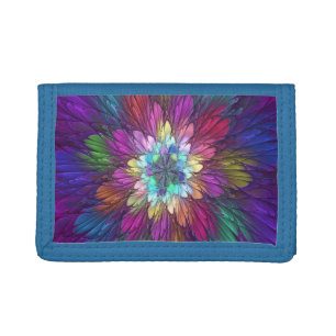 Colorful Psychedelic Flower Abstract Fractal Art Tri-fold Wallet