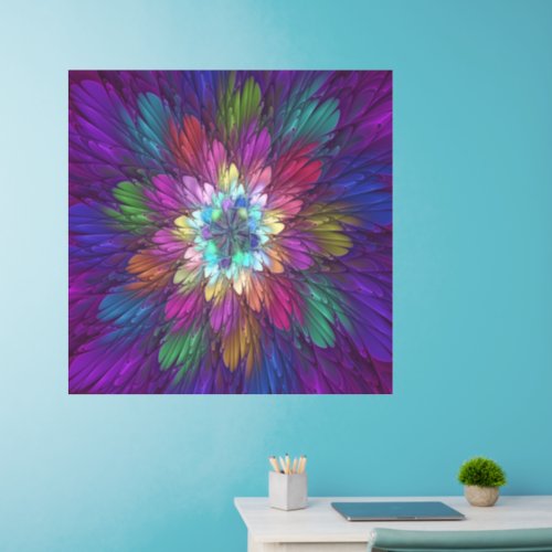 Colorful Psychedelic Flower Abstract Fractal Art Wall Decal