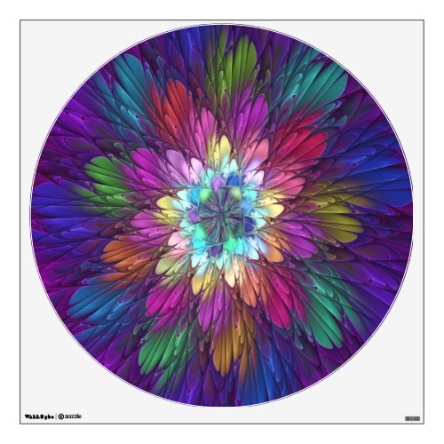 Colorful Psychedelic Flower Abstract Fractal Art Wall Decal