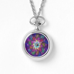 Colorful Psychedelic Flower Abstract Fractal Art Watch