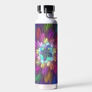 Colorful Psychedelic Flower Abstract Fractal Art Water Bottle