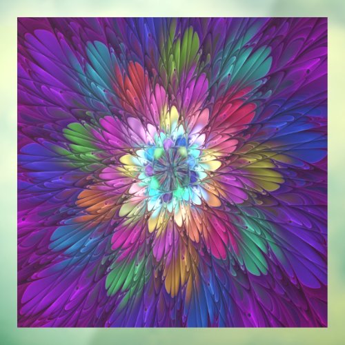 Colorful Psychedelic Flower Abstract Fractal Art Window Cling