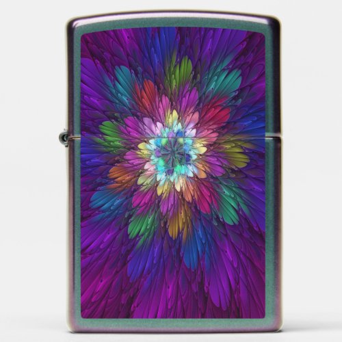 Colorful Psychedelic Flower Abstract Fractal Art Zippo Lighter