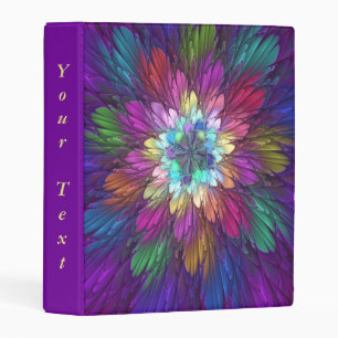 Colorful Psychedelic Flower Abstract Fractal Text Mini Binder