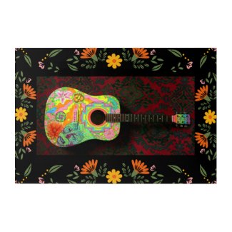 Colorful Psychedelic Flower Power Acoustic Guitar 
