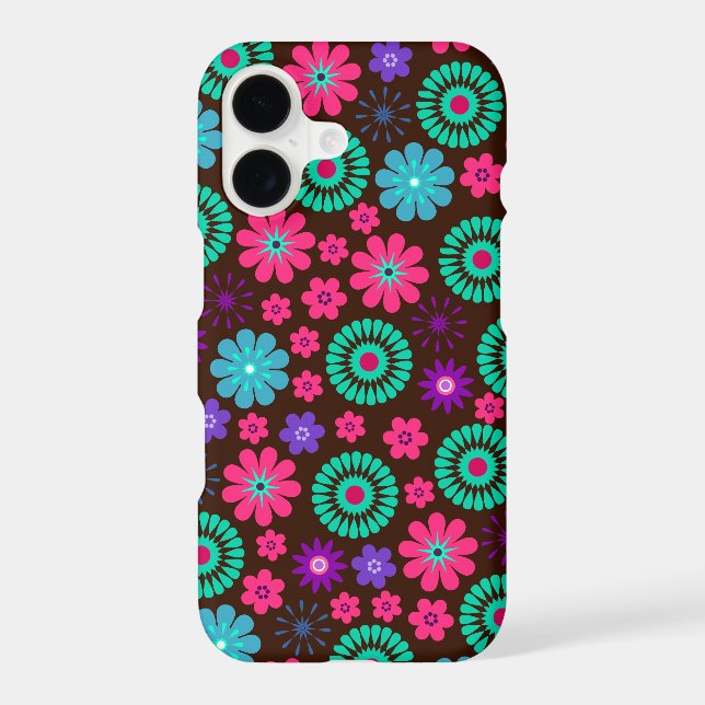 Colorful Psychedelic Funky Flower Pattern Iphone Case (Back)
