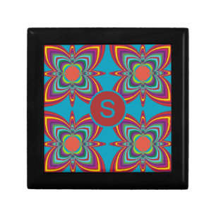 Colorful Psychedelic Geometric Pattern Monogram Gift Box