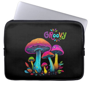 Colorful Psychedelic Groovy Mushrooms- Laptop Sleeve