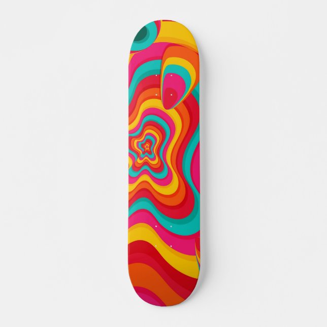 Colorful Psychedelic groovy pattern Skateboard (Front)