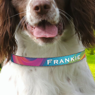 Colorful Psychedelic Groovy Retro Personalized Pet Collar