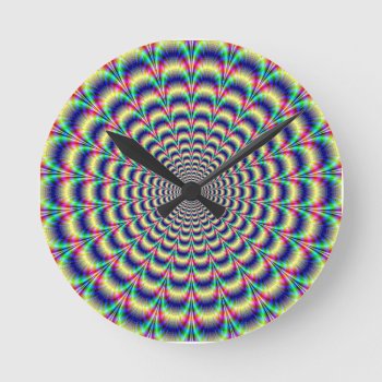 Colorful Psychedelic Illusion Wall Clock by LPFedorchak at Zazzle