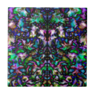 Colorful psychedelic kaleidoscope pattern ceramic tile