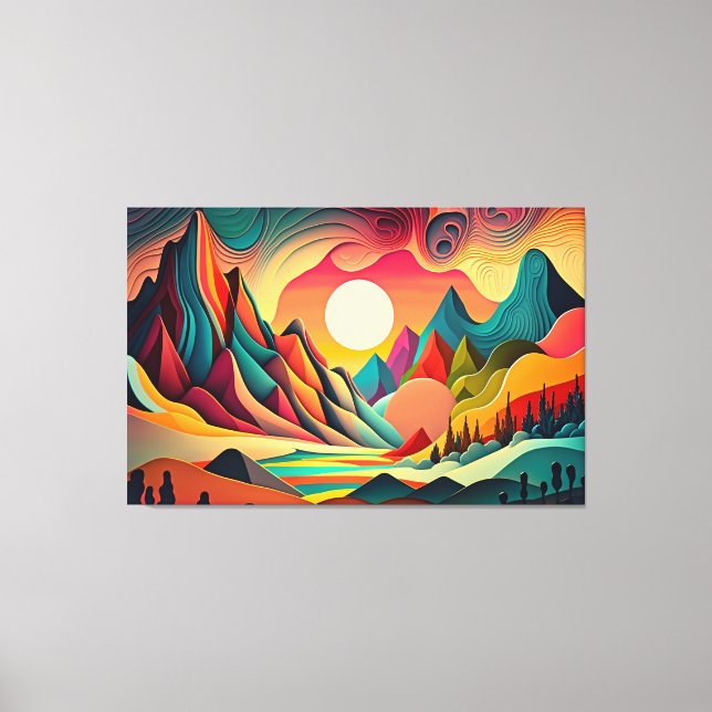 Colorful psychedelic landscape canvas print (Front)