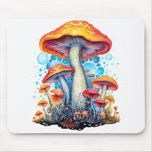 Colorful Psychedelic Mushroom Illustration Mouse Pad