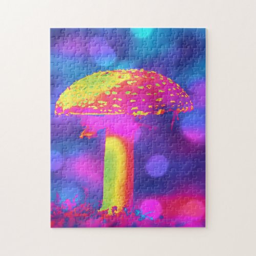 Colorful Psychedelic Mushroom In Neon Jigsaw Puzzle