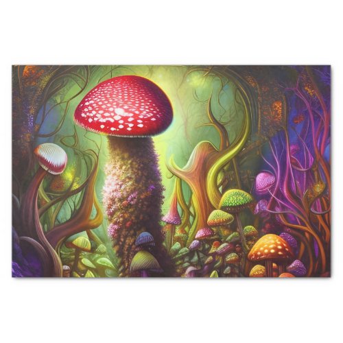 Colorful Psychedelic Mushroom Mystical Forest Tissue Paper