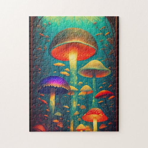 Colorful Psychedelic Mushrooms Fantasy World Jigsaw Puzzle