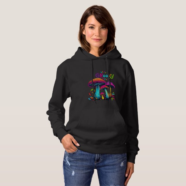 Colorful Psychedelic Mushrooms Hoodie (Front Full)