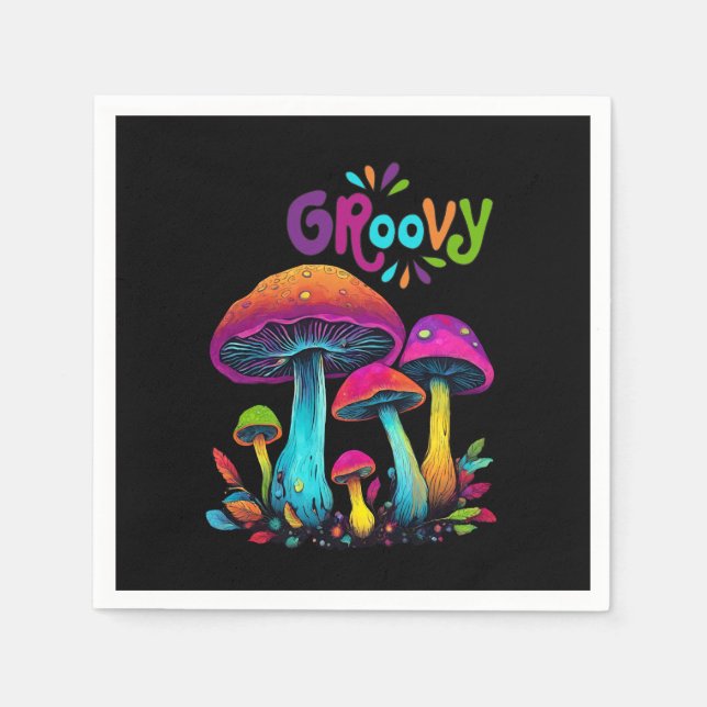 Colorful Psychedelic Mushrooms- Napkins (Front)