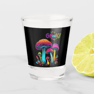 Colorful Psychedelic Mushrooms- Shot Glass
