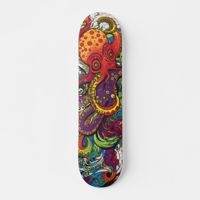 Colorful psychedelic Octopus Skateboard (Front)