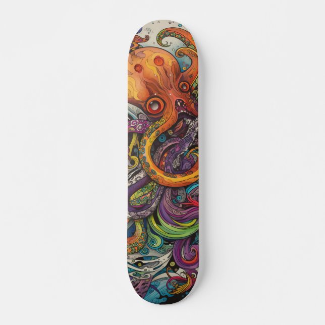 Colorful psychedelic Octopus Skateboard (Front)