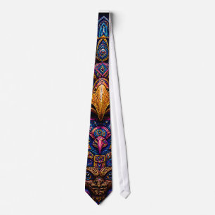 Colorful Psychedelic Owl Totem Art Men's T-Shirt Neck Tie