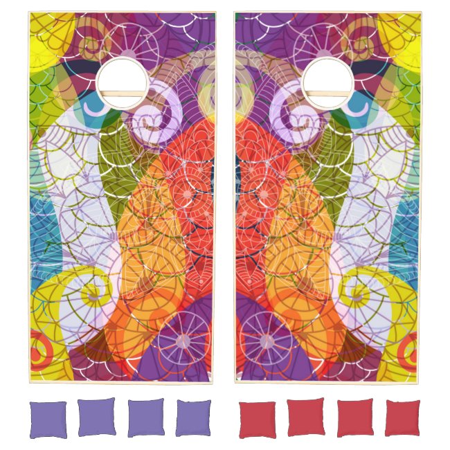Colorful Psychedelic Paisley Design Cornhole Set