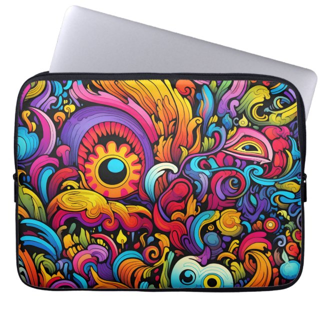 Colorful Psychedelic Pattern Laptop Sleeve (Front)
