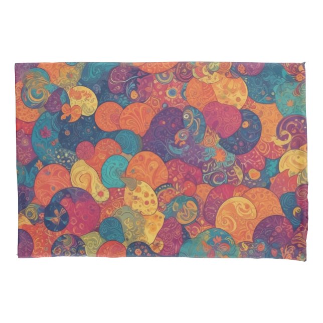 Colorful Psychedelic Pattern Pillow Case (Front)