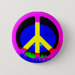 Colorful Psychedelic Peace Sign Round Button at Zazzle