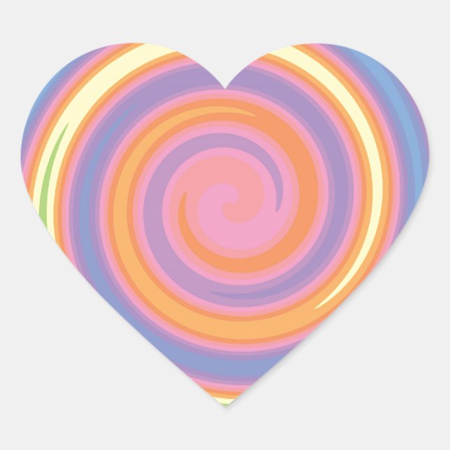 Colorful psychedelic pinwheel swirl design heart sticker (Front)